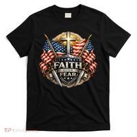 Faith Over Fear American Patriotic Cross T-Shirt thumb 0