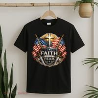 Faith Over Fear American Patriotic Cross T-Shirt thumb 2
