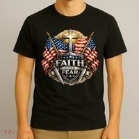 Faith Over Fear American Patriotic Cross T-Shirt thumb 3