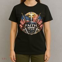 Faith Over Fear American Patriotic Cross T-Shirt thumb 4
