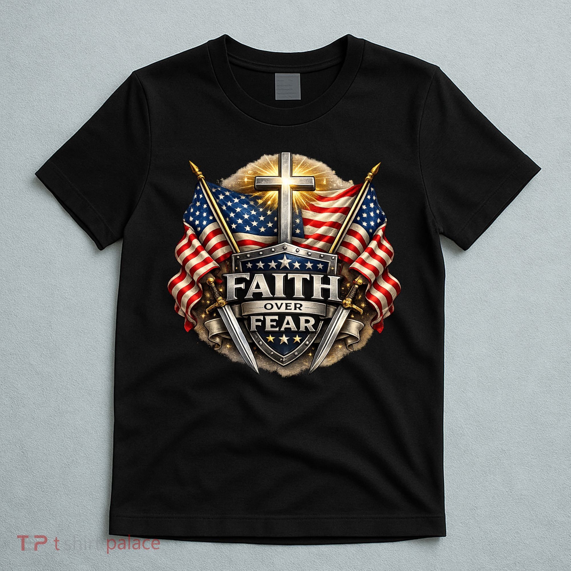 Faith Over Fear American Patriotic Cross T-Shirt