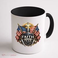Faith Over Fear American Patriotic Cross Coffee Mug thumb 1