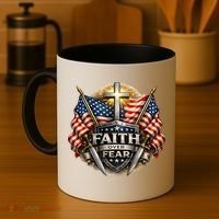 Faith Over Fear American Patriotic Cross Coffee Mug thumb 4