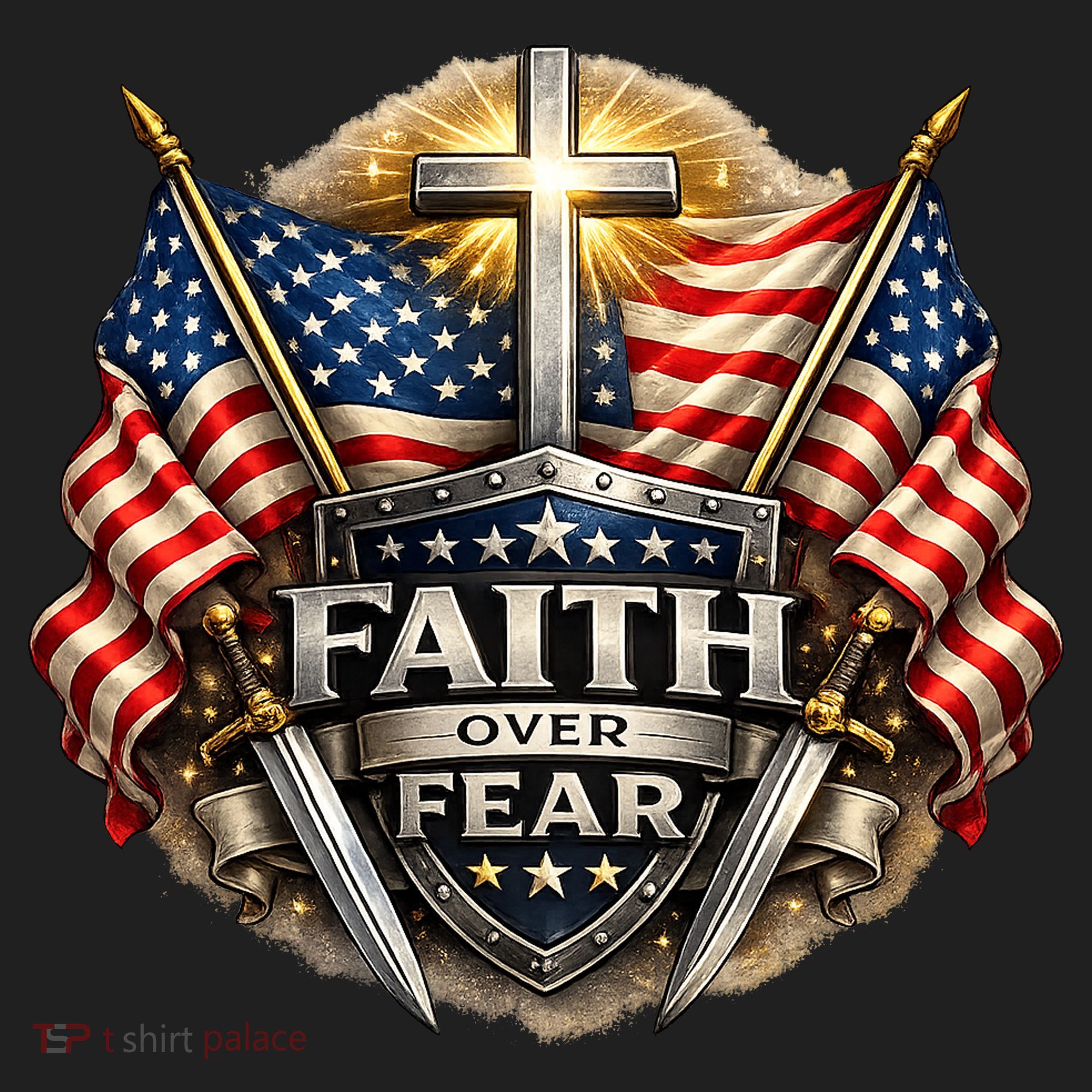 Faith Over Fear American Patriotic Cross Hat