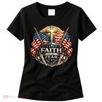 Faith Over Fear American Patriotic Cross Women's T-Shirt thumb 0