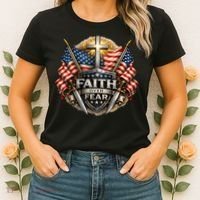 Faith Over Fear American Patriotic Cross Women's T-Shirt thumb 2