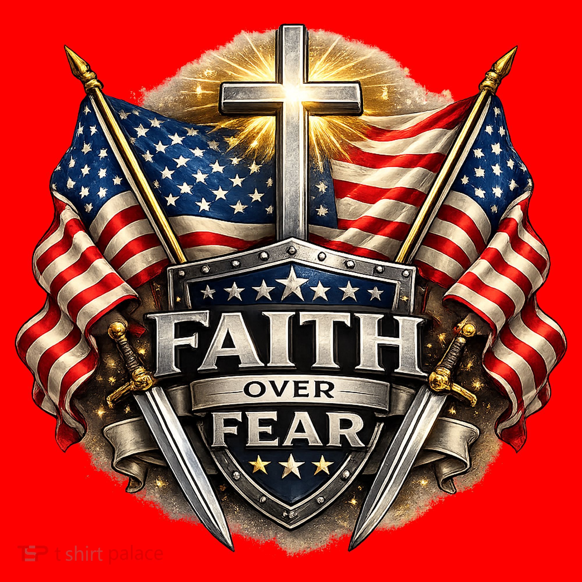 Faith Over Fear American Patriotic Cross Santa Hat