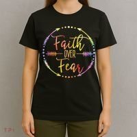 Faith Over Fear Arrow Lettering Inspirational Christian Gift  T-Shirt thumb 4