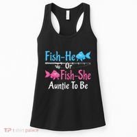 Fishhe Or Fishshe Auntie To Be Gender Reveal Baby Shower Women's Tank Top thumb 0