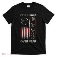 Freedom Over Fear Vintage Us American Flag 1776 T-Shirt thumb 0
