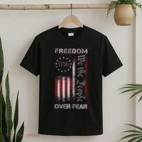 Freedom Over Fear Vintage Us American Flag 1776 T-Shirt thumb 2