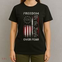 Freedom Over Fear Vintage Us American Flag 1776 T-Shirt thumb 4