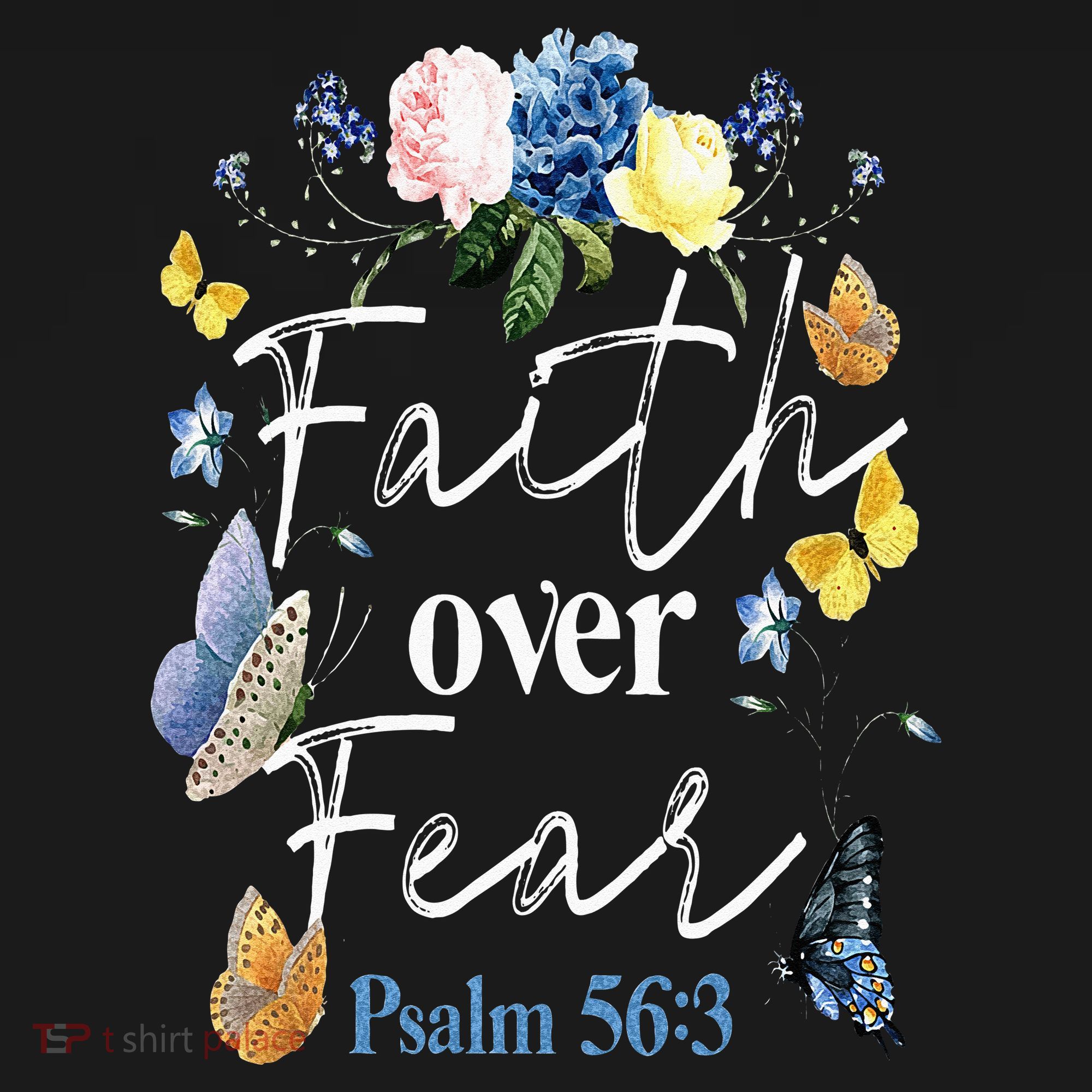 Faith Over Fear Flower Butterfly Christian Bible Verse Hoodie