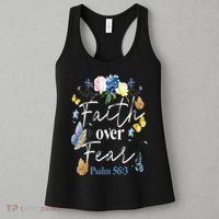 Faith Over Fear Flower Butterfly Christian Bible Verse Women's Tank Top thumb 3