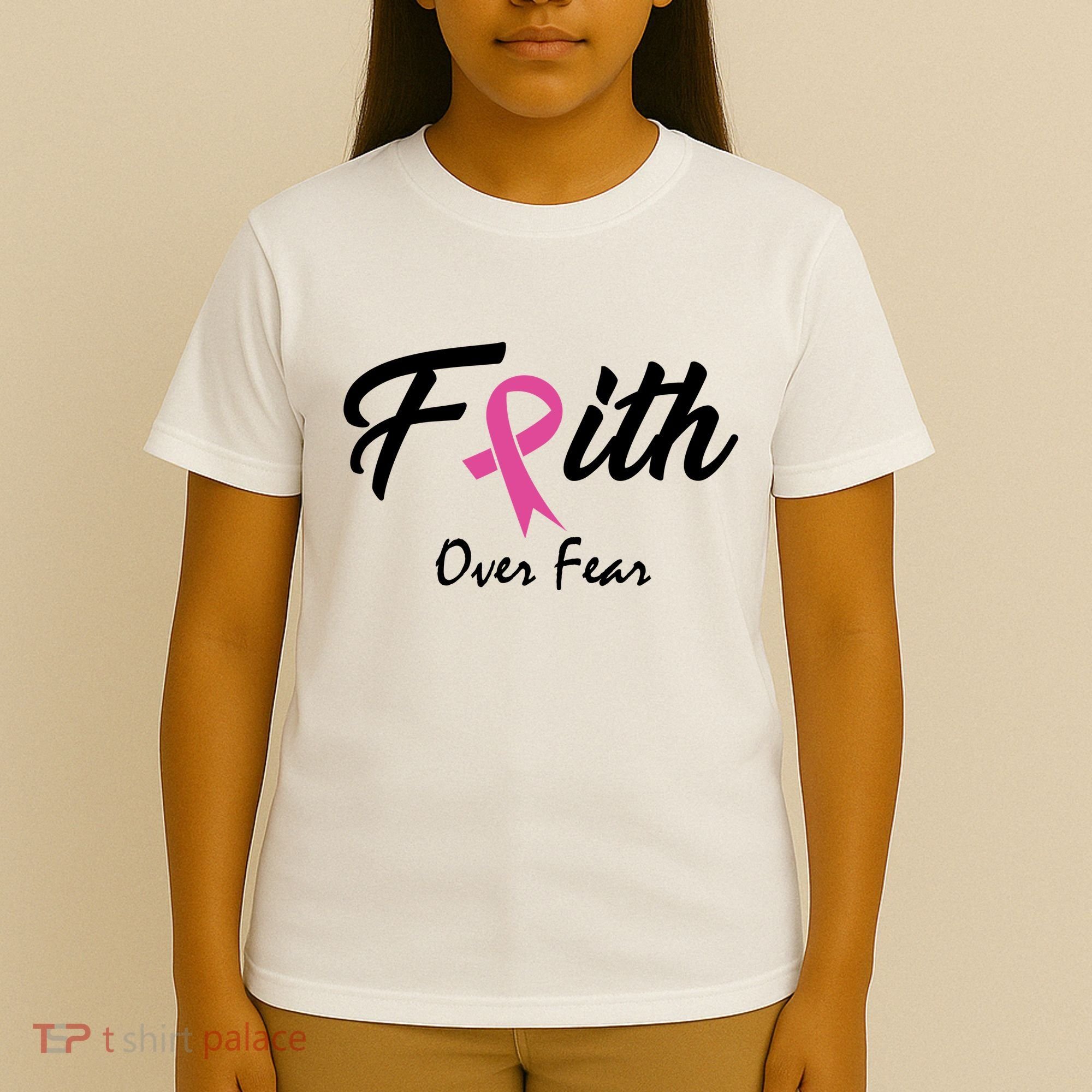 Faith Over Fear Breast Cancer Ribbon T-Shirt