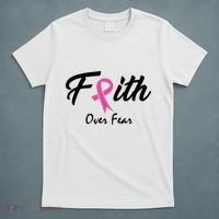 Faith Over Fear Breast Cancer Ribbon T-Shirt thumb 5
