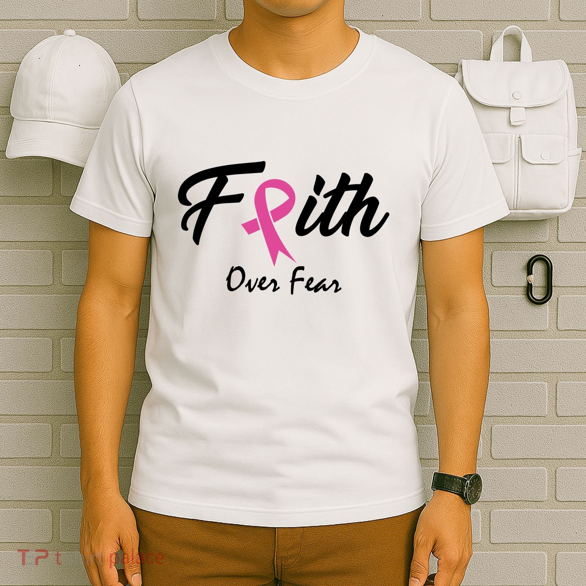 Faith Over Fear Breast Cancer Ribbon T-Shirt