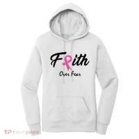 Faith Over Fear Breast Cancer Ribbon Women's Hoodie thumb 0