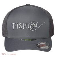 Fish On Fish Hook Flexfit Unipanel Trucker Cap thumb 0