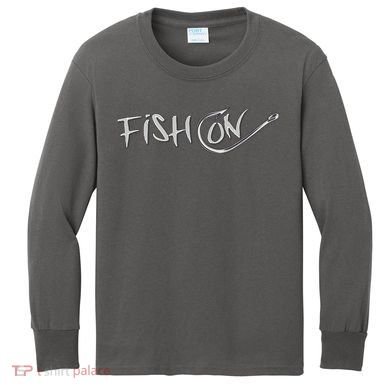 Fish On Fish Hook Kids Long Sleeve Shirt