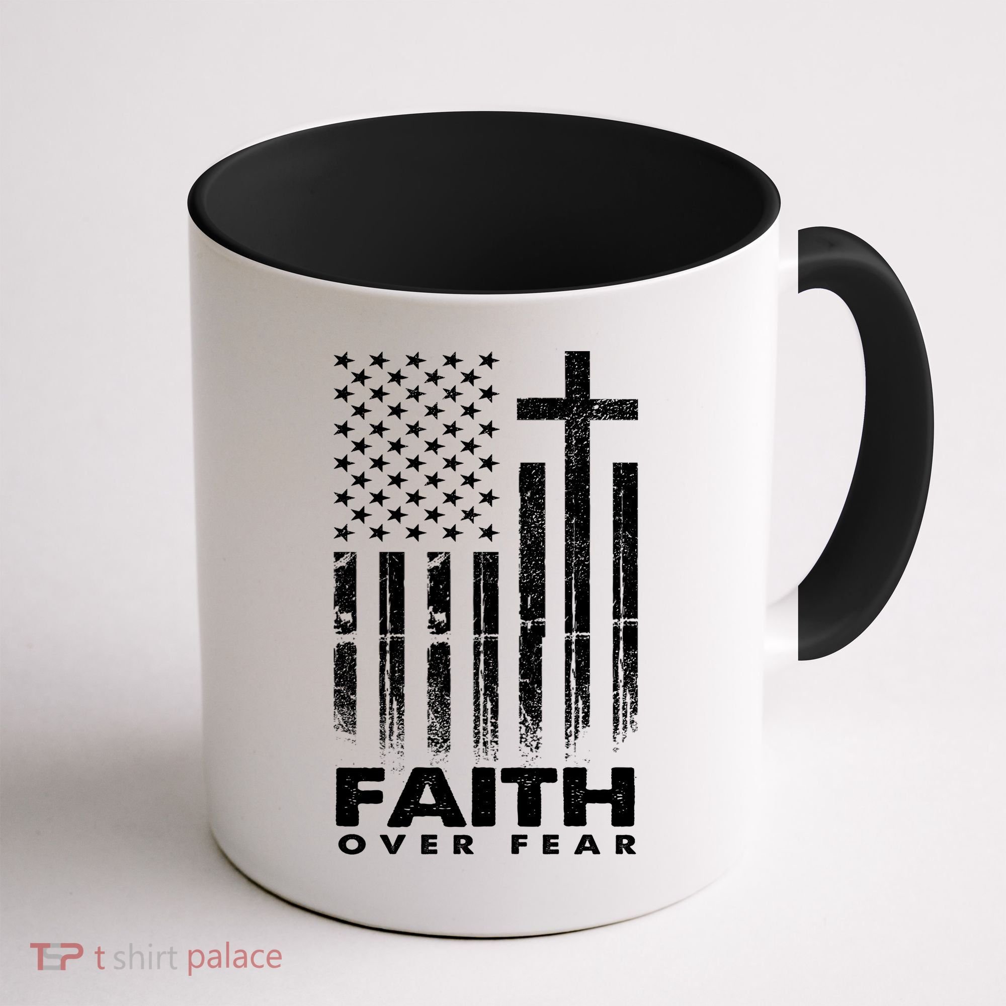 Faith Over Fear American Flag Coffee Mug