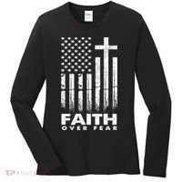 Faith Over Fear American Flag Women's Long Sleeve Shirt thumb 0