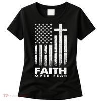 Faith Over Fear American Flag Women's T-Shirt thumb 0
