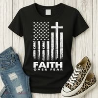 Faith Over Fear American Flag Women's T-Shirt thumb 3
