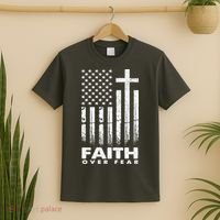 Faith Over Fear American Flag T-Shirt thumb 2