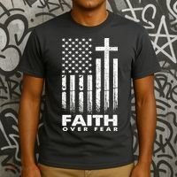 Faith Over Fear American Flag T-Shirt thumb 3