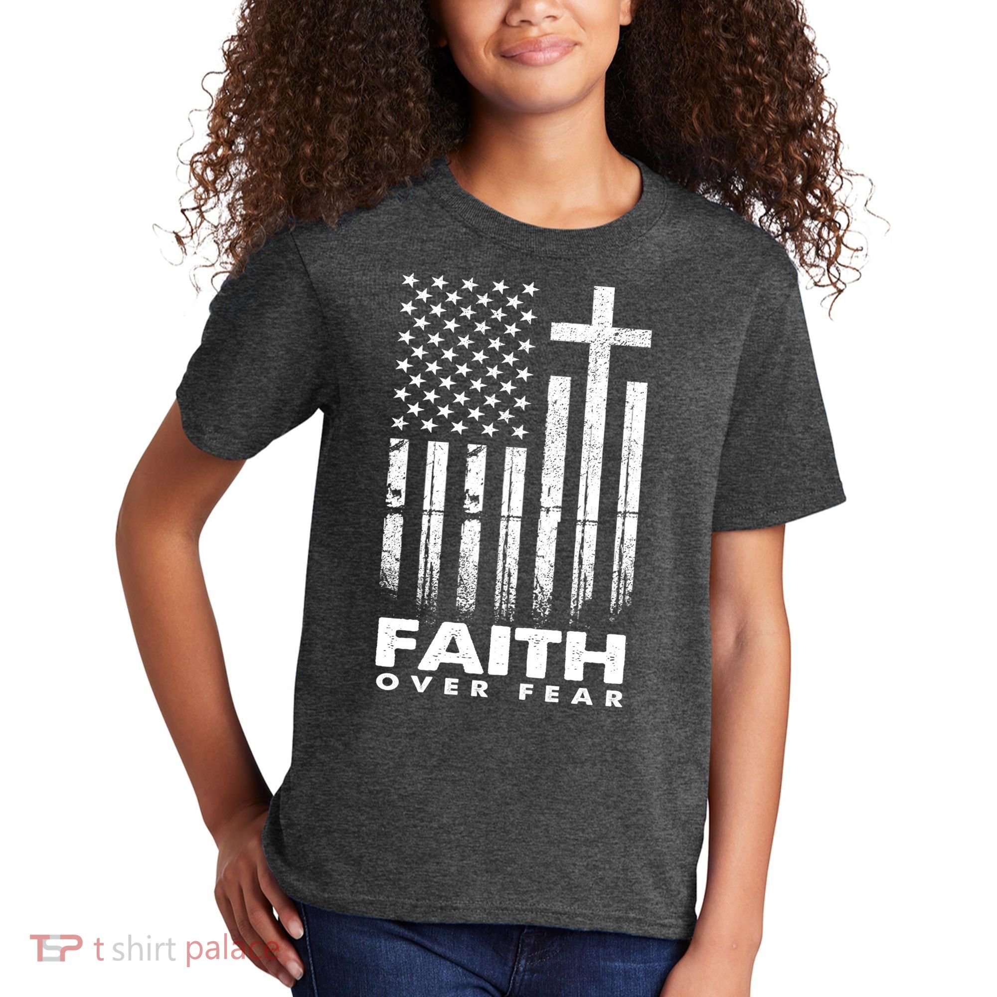 Faith Over Fear American Flag Kids T-Shirt