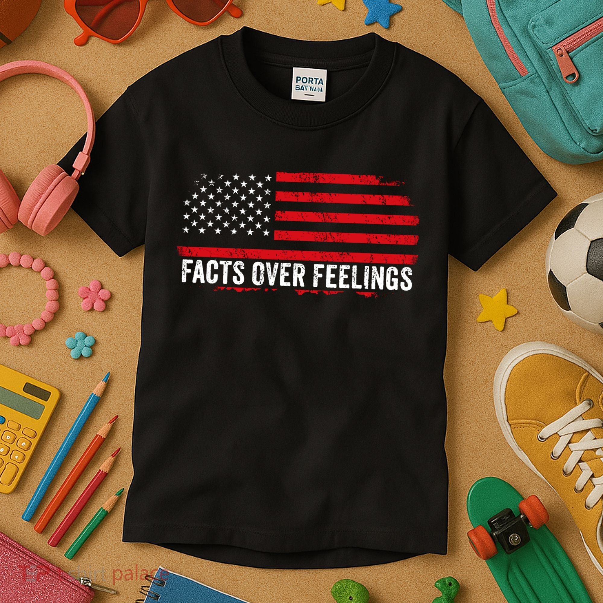 Facts Over Feelings Right Conservative Republican Political Kids T-Shirt