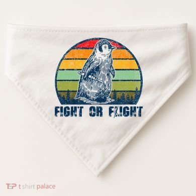 Fight Or Flight Funny Penguin Pun Fight Or Flight USA-Made Doggie Bandana