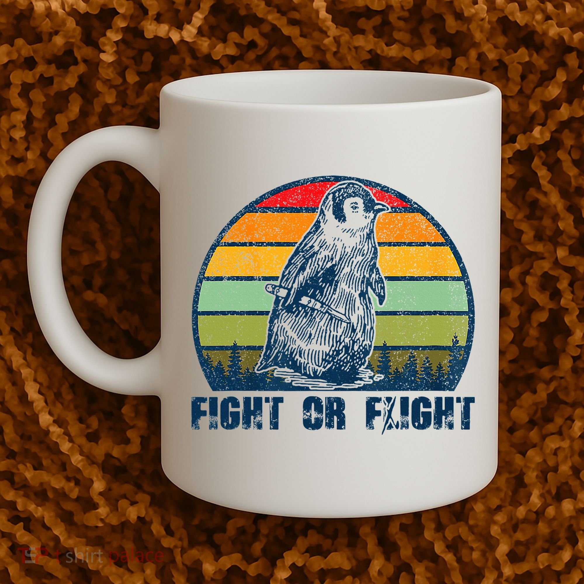 Fight Or Flight Funny Penguin Pun Fight Or Flight Coffee Mug
