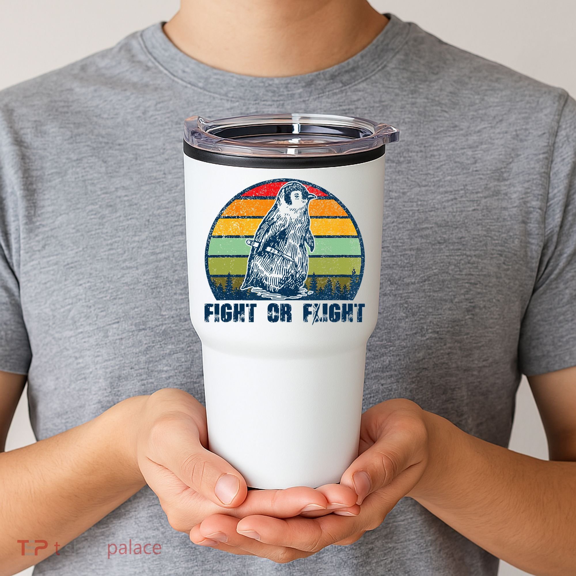 Fight Or Flight Funny Penguin Pun Fight Or Flight Tumbler