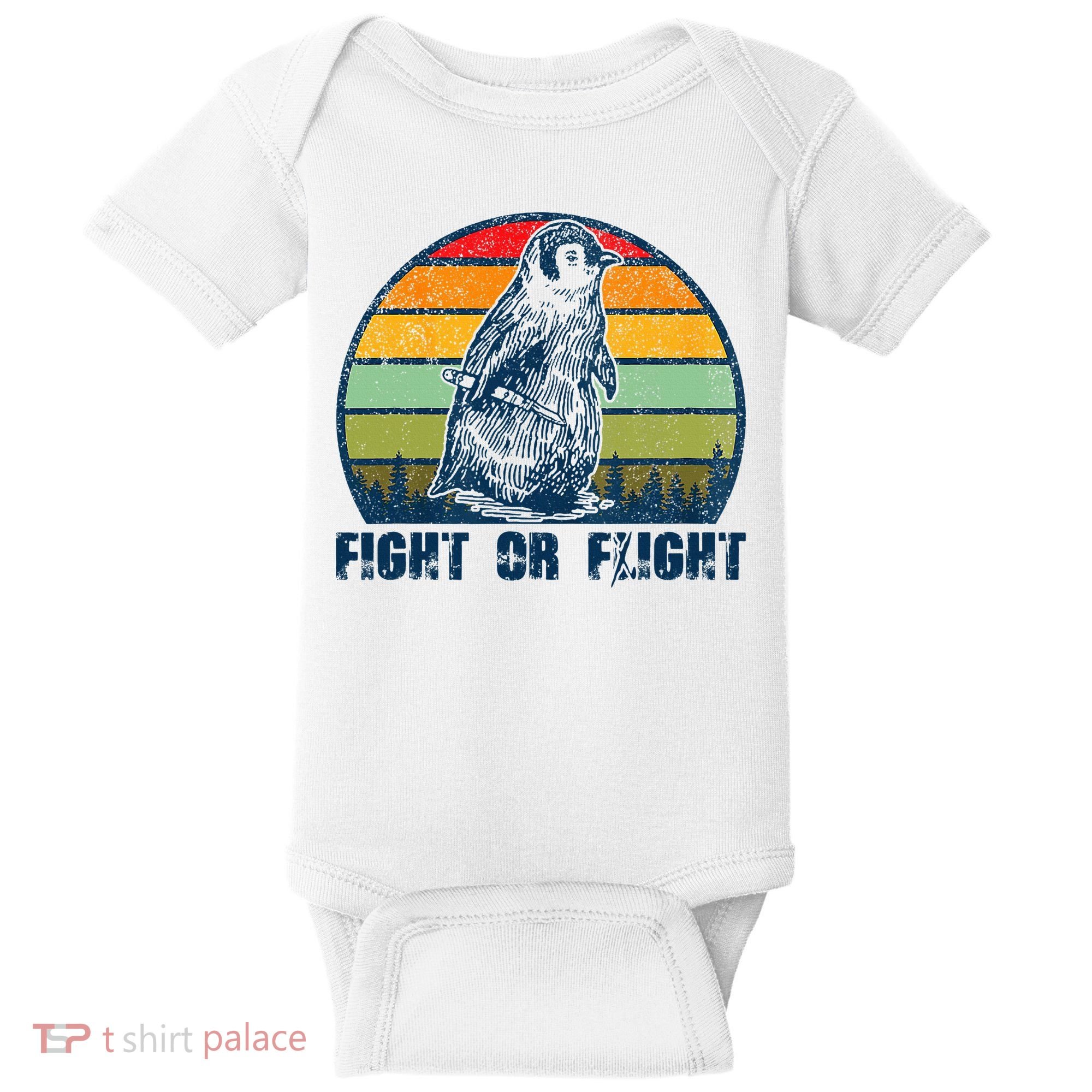 Fight Or Flight Funny Penguin Pun Fight Or Flight Baby Bodysuit
