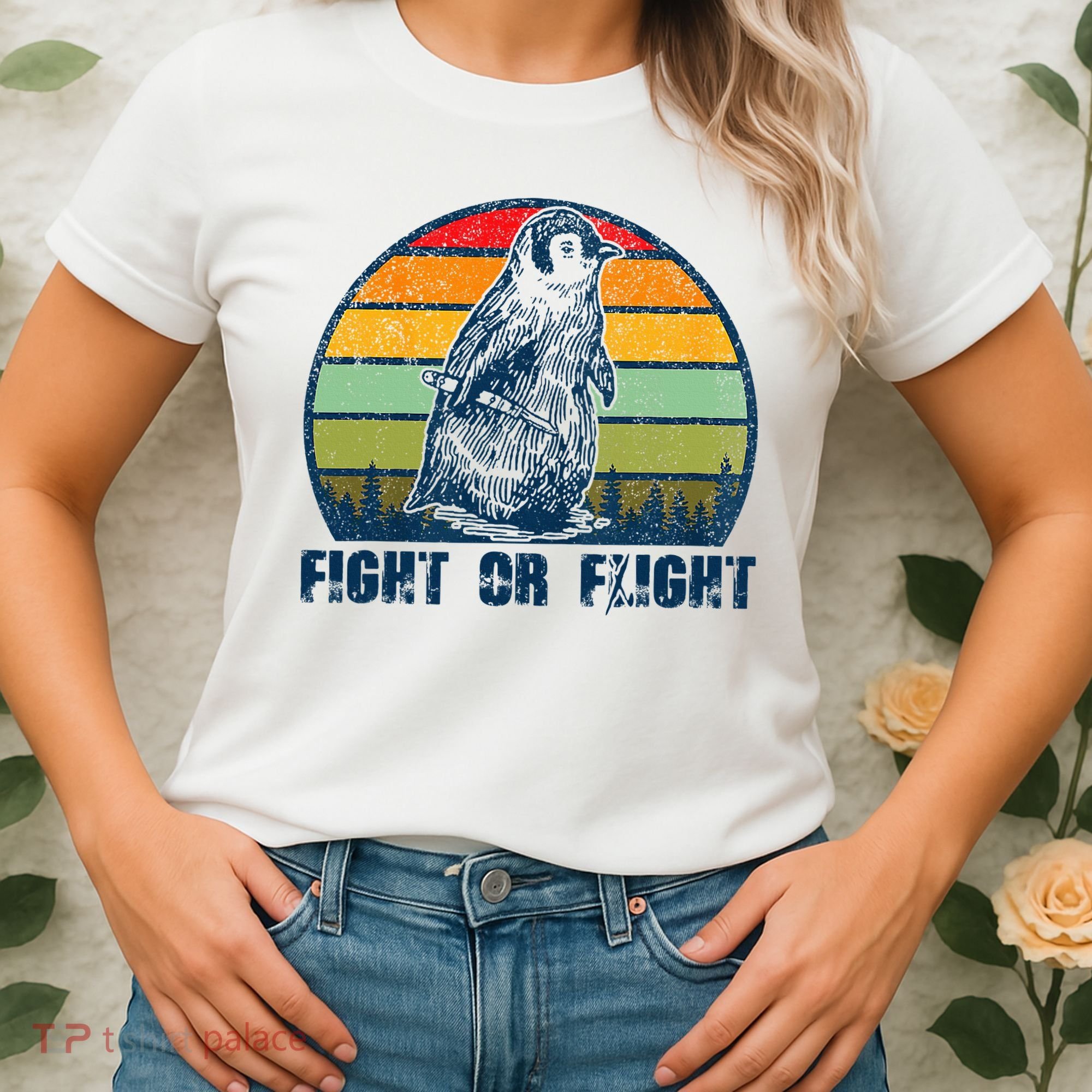 Fight Or Flight Funny Penguin Pun Fight Or Flight Women's T-Shirt