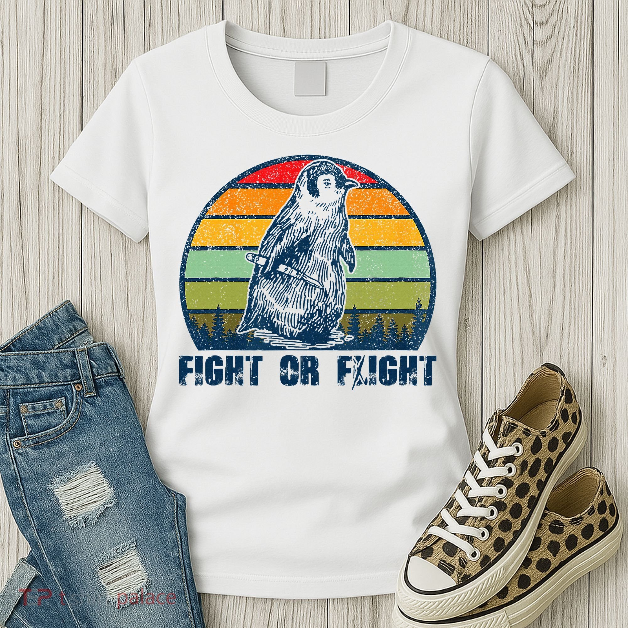 Fight Or Flight Funny Penguin Pun Fight Or Flight Women's T-Shirt
