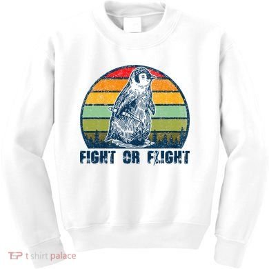 Fight Or Flight Funny Penguin Pun Fight Or Flight Kids Sweatshirt