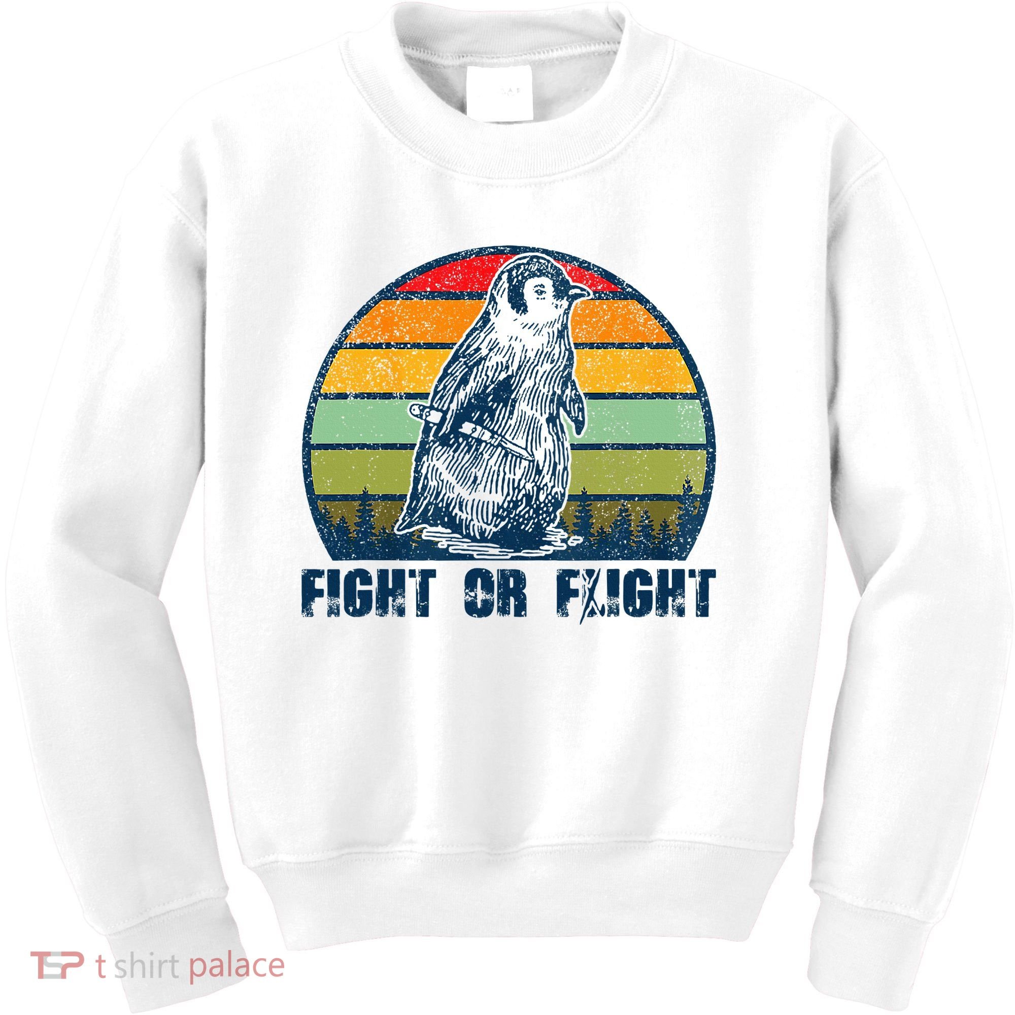 Fight Or Flight Funny Penguin Pun Fight Or Flight Kids Sweatshirt