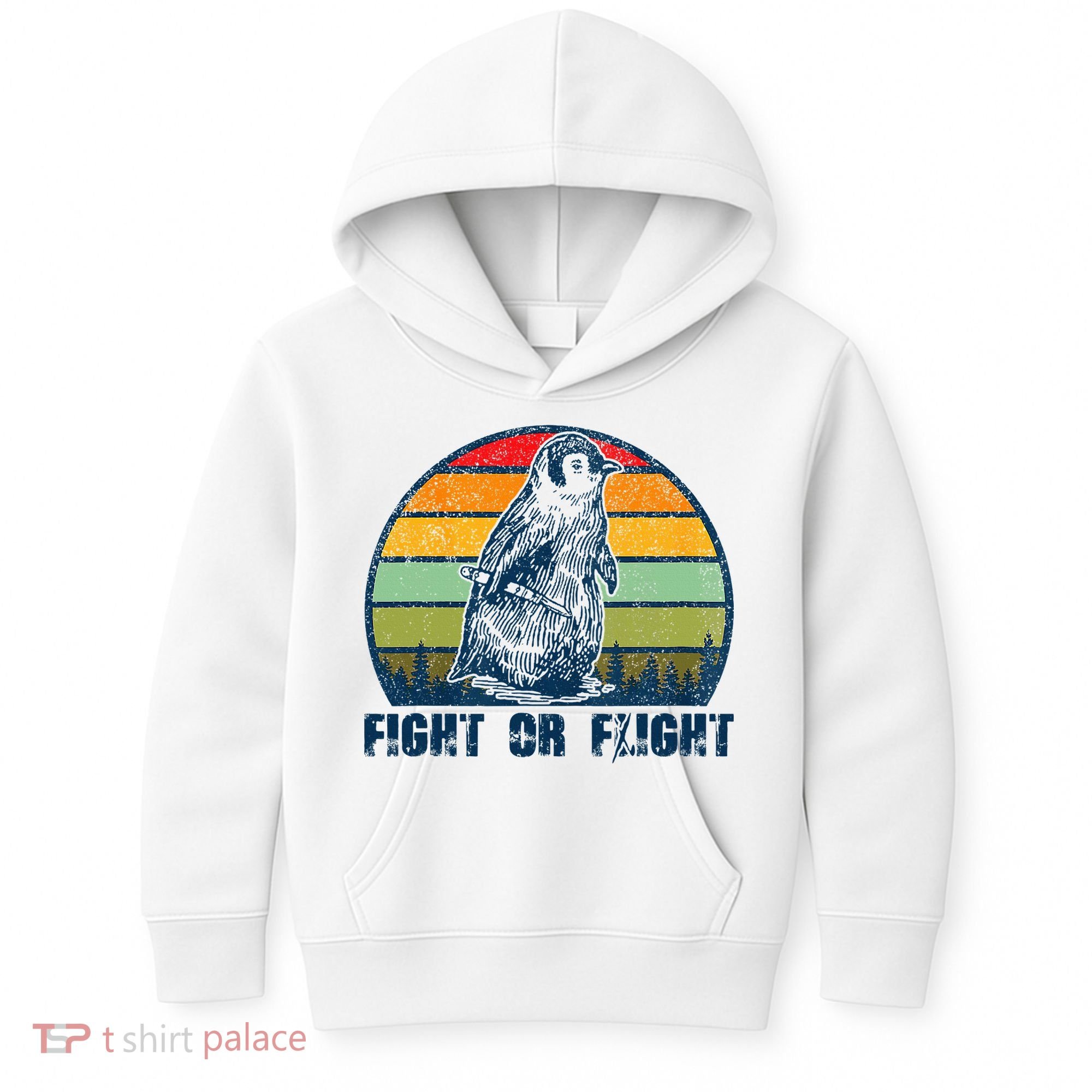 Fight Or Flight Funny Penguin Pun Fight Or Flight Kids Hoodie