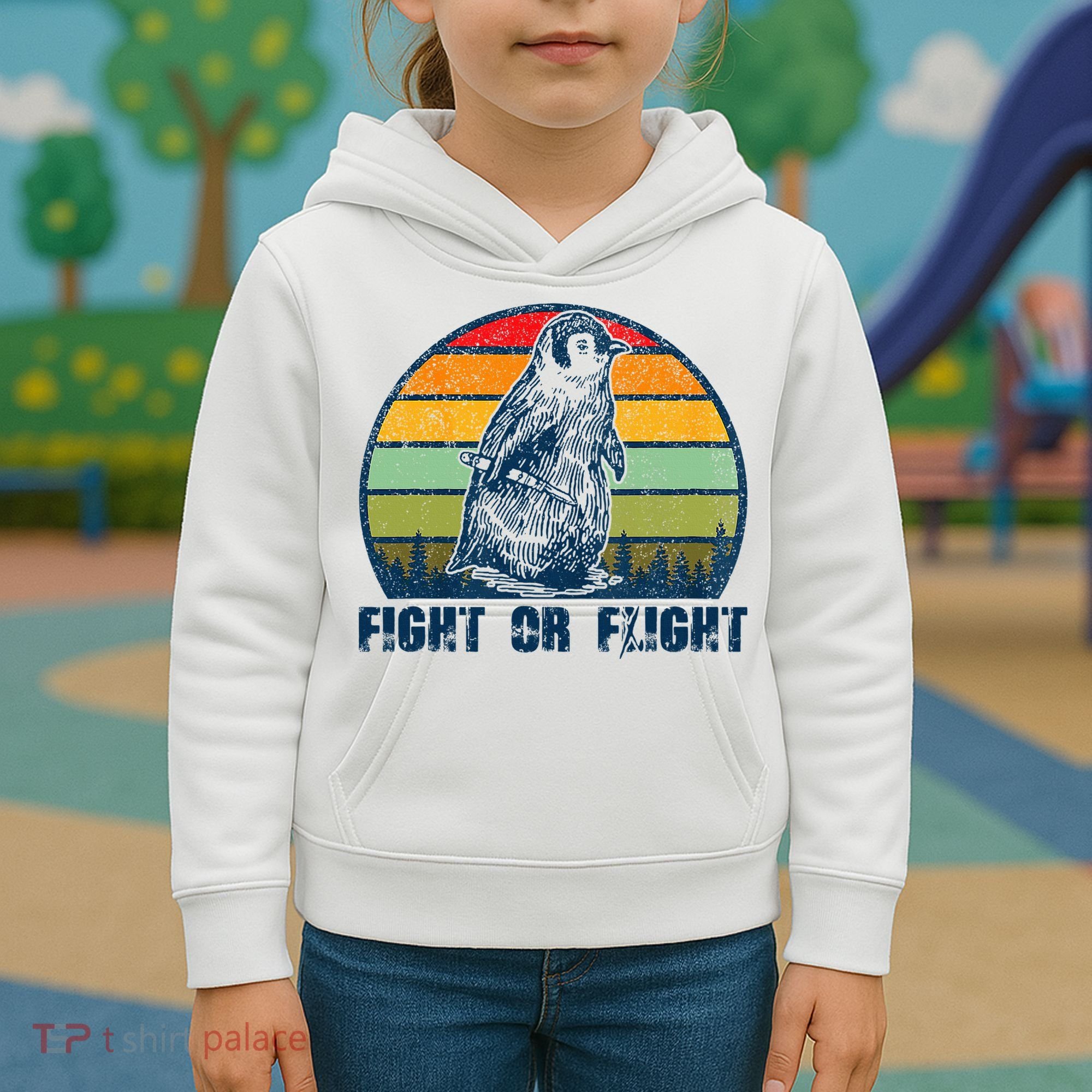 Fight Or Flight Funny Penguin Pun Fight Or Flight Kids Hoodie