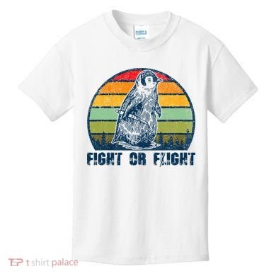 Fight Or Flight Funny Penguin Pun Fight Or Flight Kids T-Shirt