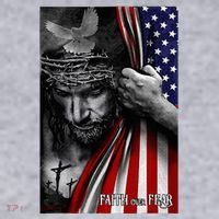 Faith Over Fear God Jesus Christian Flag Women's Sweatshirt thumb 2