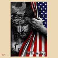 Faith Over Fear God Jesus Christian Flag Tote Bag thumb 4