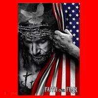 Faith Over Fear God Jesus Christian Flag Santa Hat thumb 1