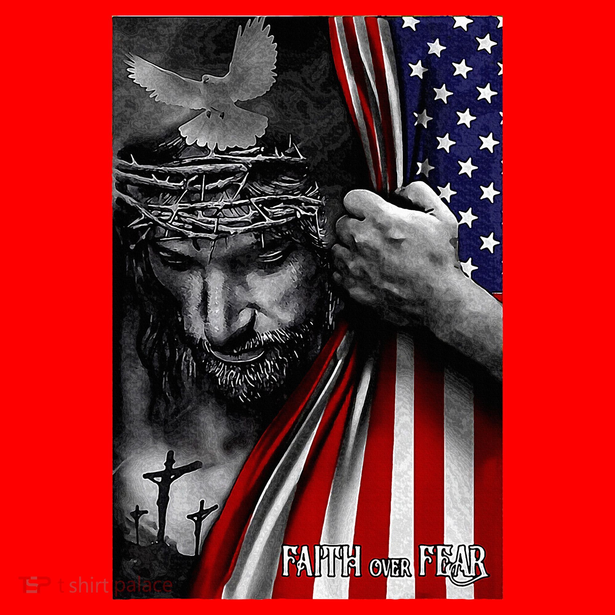 Faith Over Fear God Jesus Christian Flag Santa Hat
