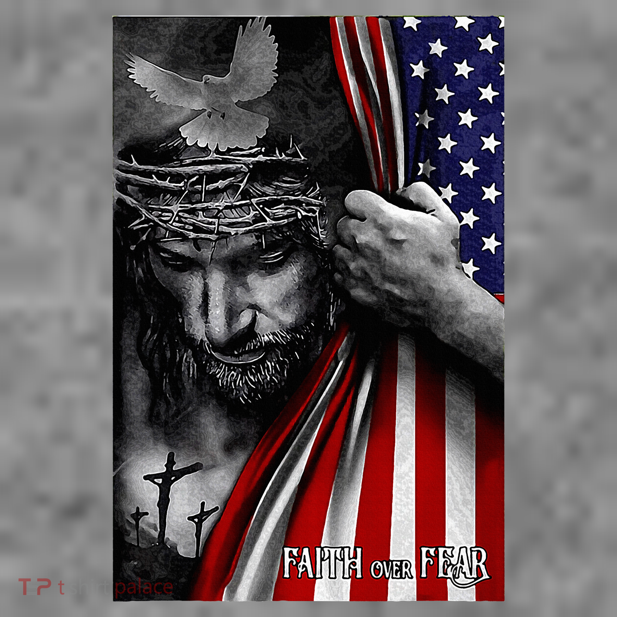Faith Over Fear God Jesus Christian Flag Toddler Hoodie
