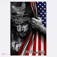 Faith Over Fear God Jesus Christian Flag T-Shirt thumb 7
