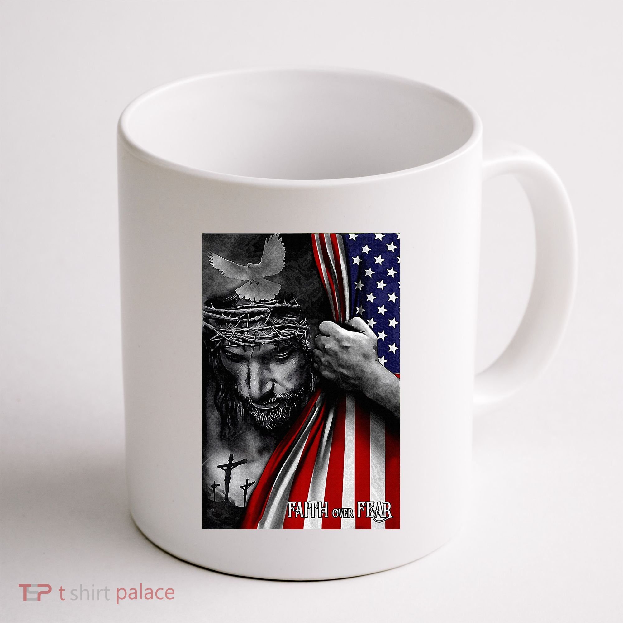 Faith Over Fear God Jesus Christian Flag Coffee Mug